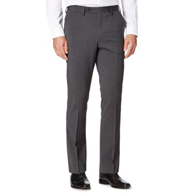 Jeff Banks Big and tall grey pindot slim fit wool blend trousers
